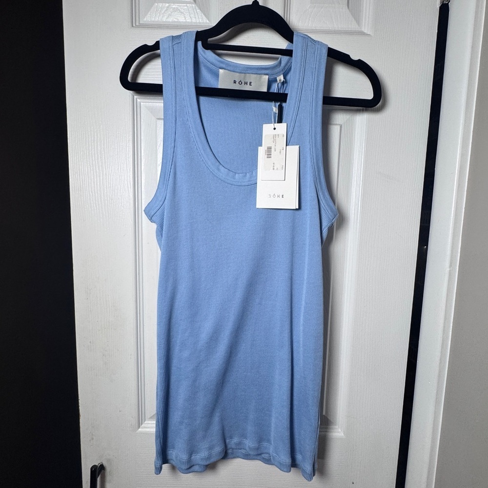 Rohe Light Blue Ribbed Tank Top - Picture 4 of 7